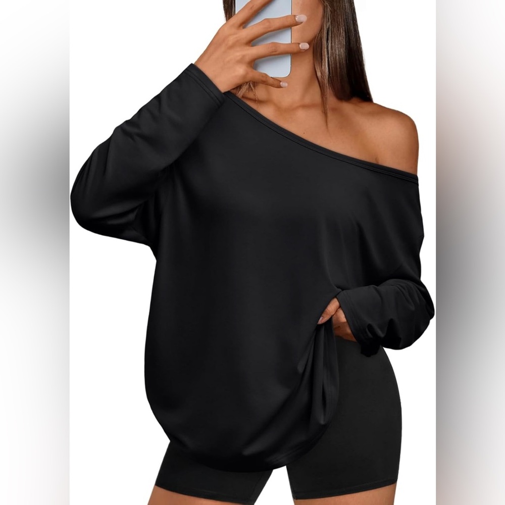 NWT Oversized Black Off-Shoulder Top